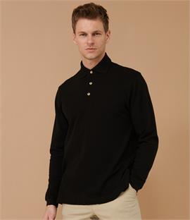 Henbury Long Sleeve Classic Pique Polo Shirt